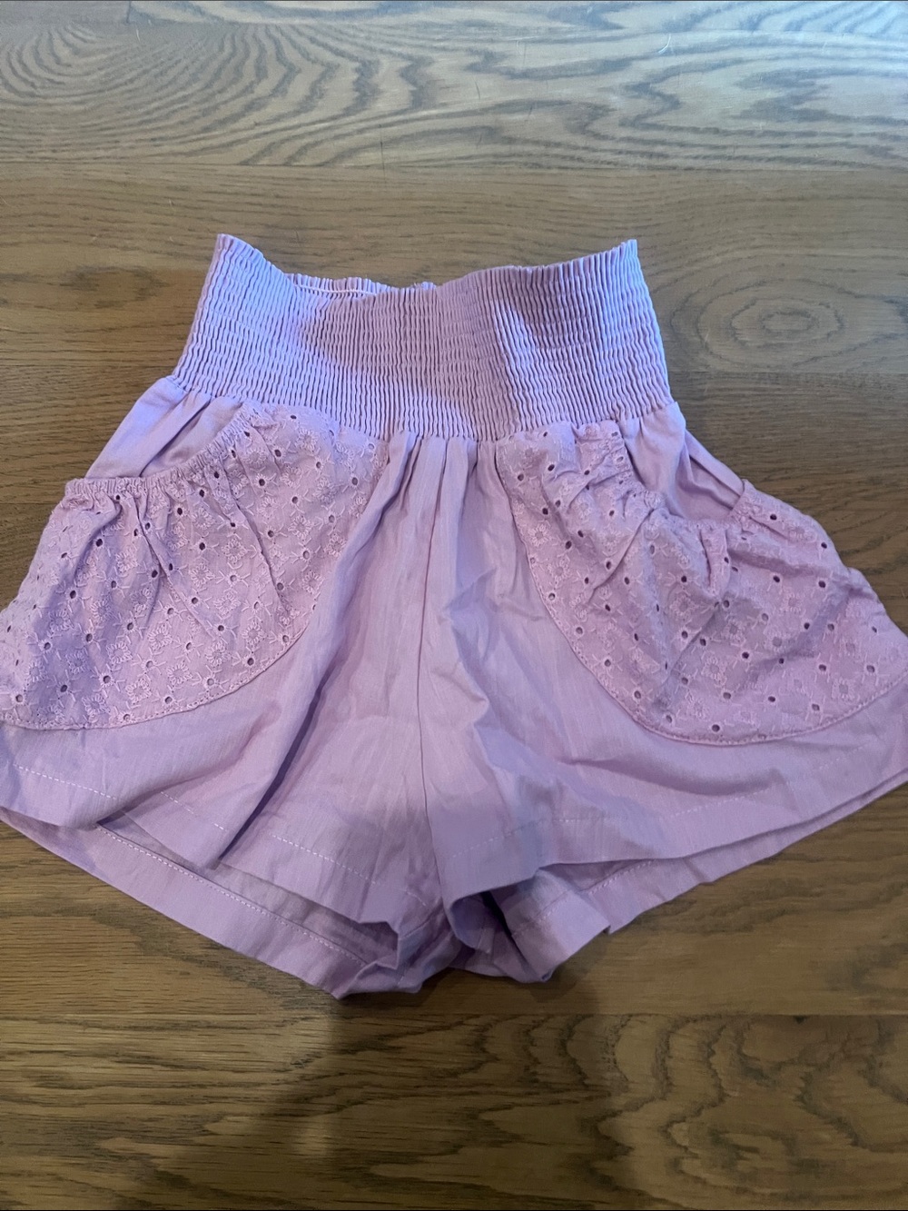 Peixoto Lavender High-Waist Smocked Shorts